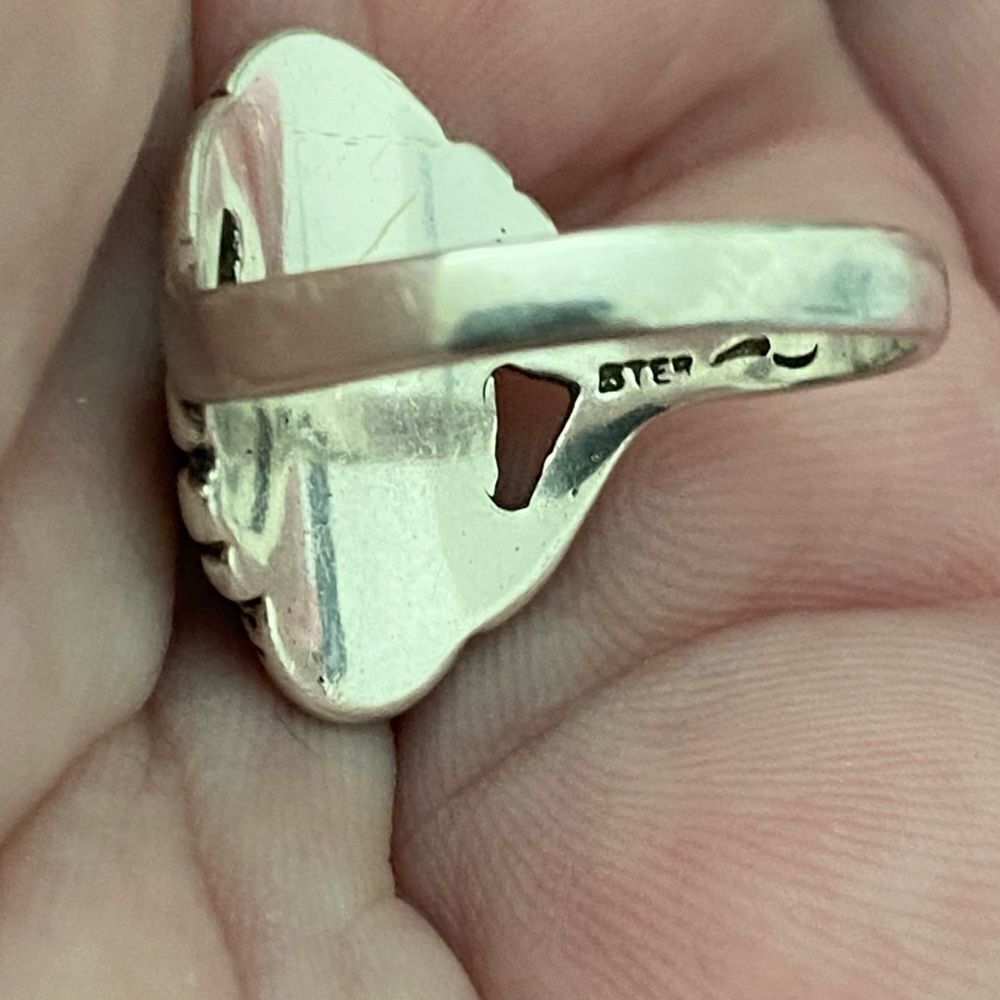 Navajo Petite Sterling Silver & Turquoise Ring - Picture 2 of 2
